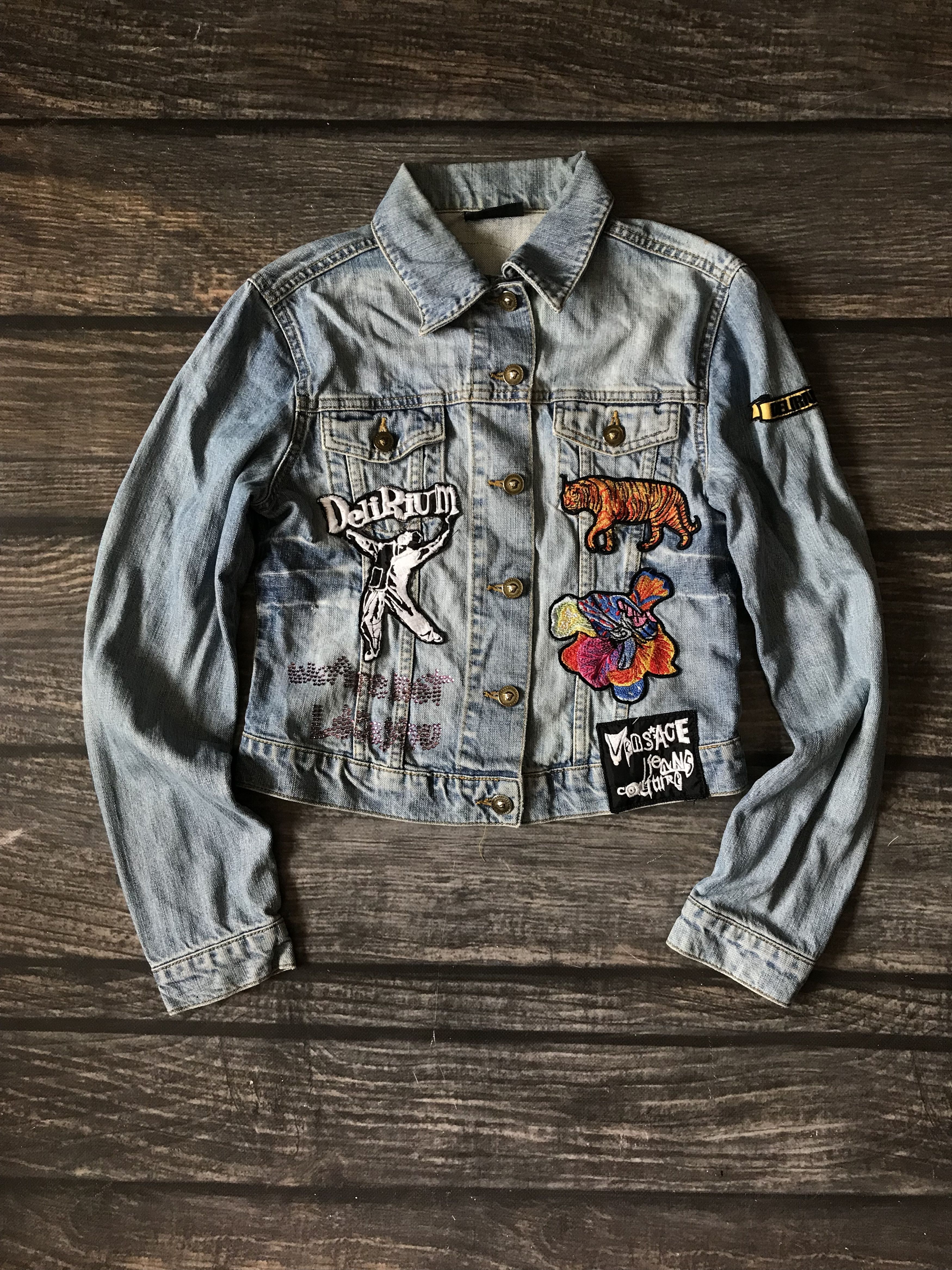 Versace 90’s Archive Versace Delirium Patch Denim Suit Size S / US 4 / IT 40 - 4 Thumbnail