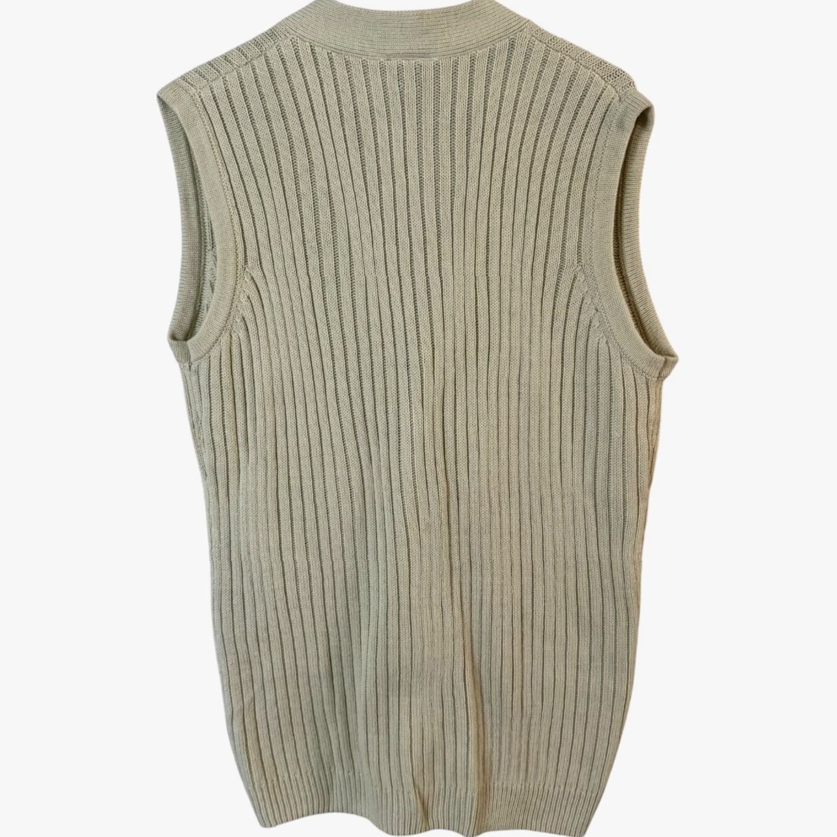 Blair VINTAGE John Blair Cable Knit Sweater Vest Button-Up V-Neck Cream Men's Medium Size US M / EU 48-50 / 2 - 4 Thumbnail