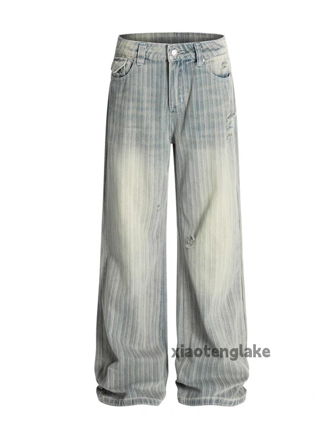 Custom unisex washed faded punk grunge flared jeans