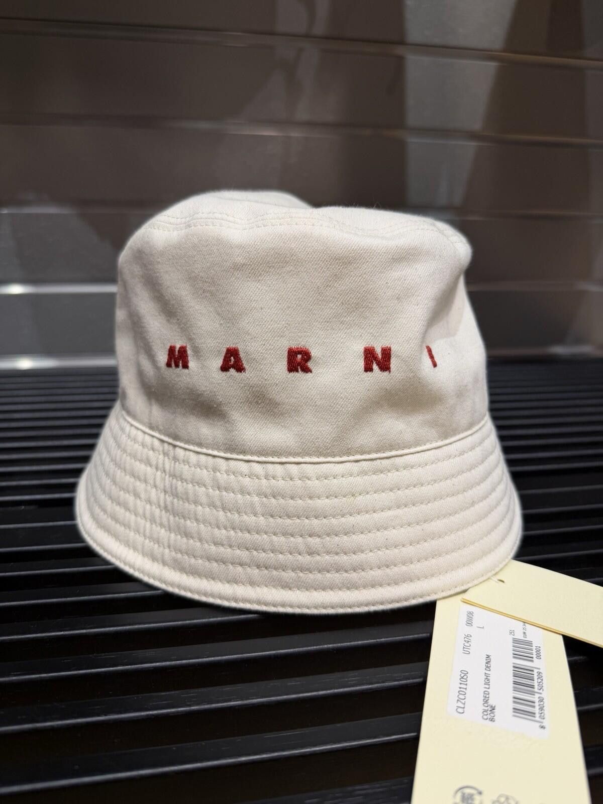 The Unbranded Brand MARNI Organic Gabardine Embroidered Logo Bucket Hat (L) Size ONE SIZE - 1 Thumbnail