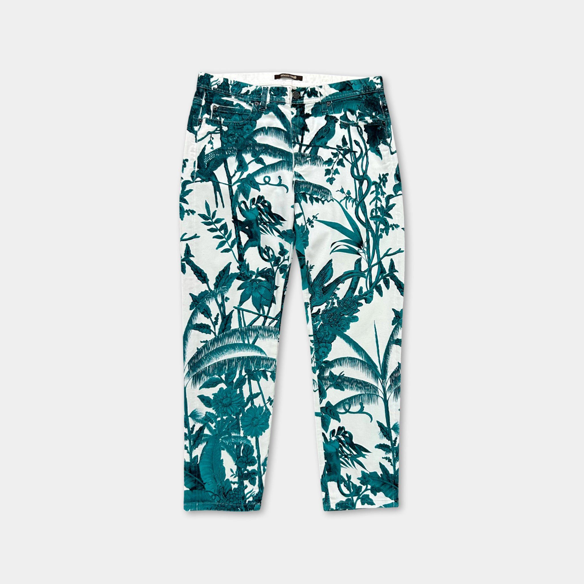 Roberto Cavalli Roberto Cavalli Turquoise Tropical Pants Size 33" - 1 Thumbnail