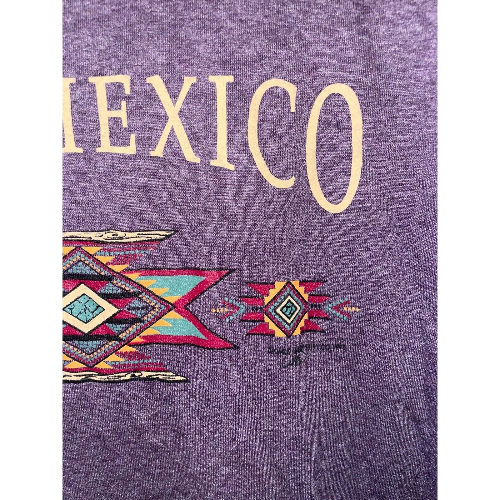 Jerzees Vintage New Mexico Shirt Purple Tee Native American VTG 90s Size US L / EU 52-54 / 3 - 4 Thumbnail