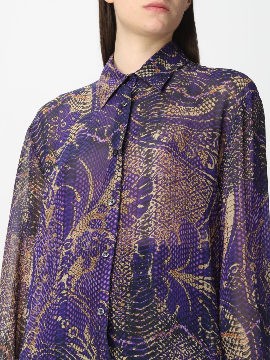 Just Cavalli !DS! FW22 Just Cavalli Animal Print Purple Pattern Shirt Size XL / US 12-14 / IT 48-50 - 5 Thumbnail
