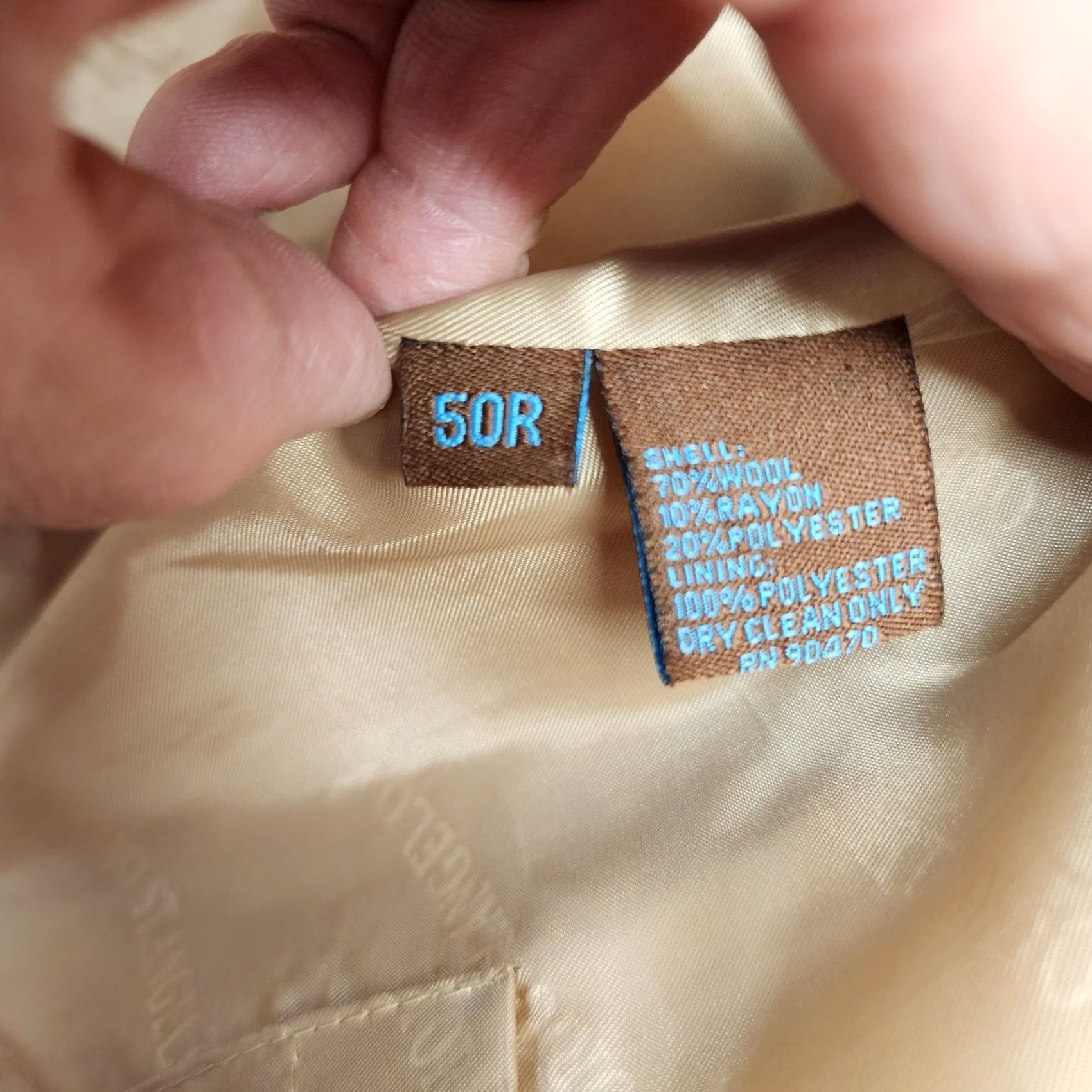 Vintage Vittorio St Angelo Cooper & Nelson Trench Coat Mens 50R Wool Blend Tan Camel Long Coat Button Front Tie Belt Wool Blend Tan Camel Mens} Size US M / EU 48-50 / 2 - 6 Thumbnail