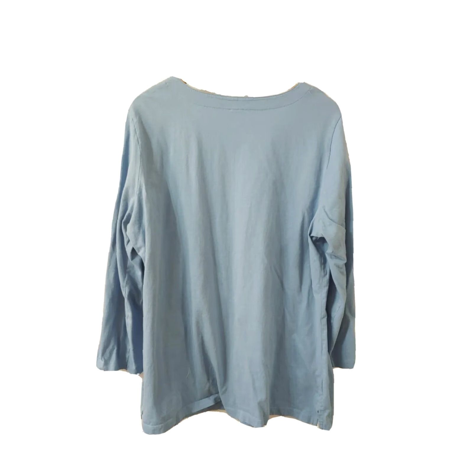 GmbH AProductZ GmbH Blouse Tunic Blue Pullover V-Neck Roll Tab Sleeve 16 Womens Regular Size 16 Blue Cotton Slit Casual Adults Mens Womens Size XXL / US 16-18 / IT 52-54 - 2 Thumbnail