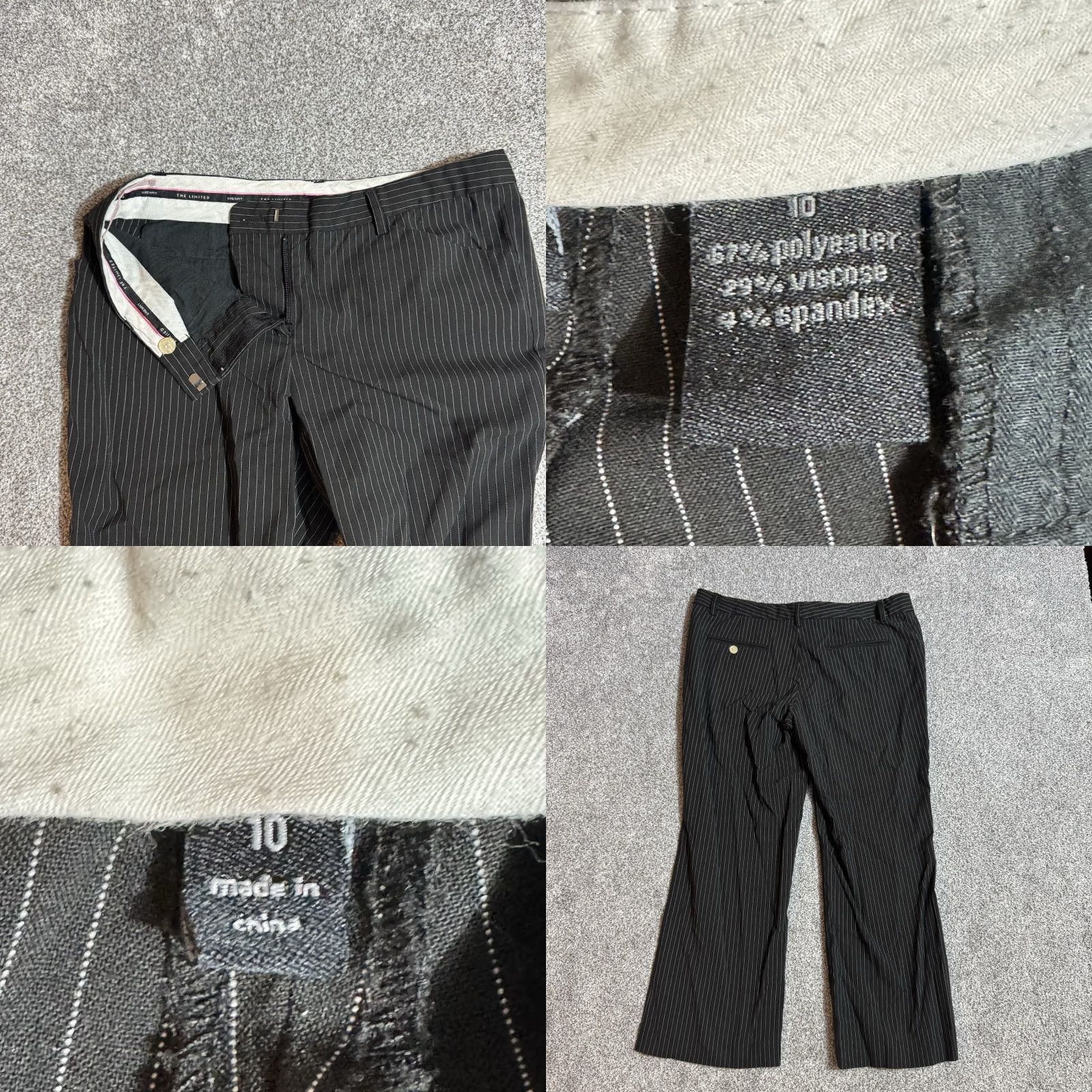Vintage VINTAGE The Limited Drew Fit Pants Womens 10 Pinstripes Office Workwear Wide-Leg Black Size 10 Reg Size 32" / US 10 / IT 46 - 8 Thumbnail