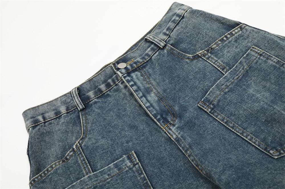 Vintage Men's multi-pocket washed scimitar wide-leg jeans Size US 32 / EU 48 - 3 Thumbnail
