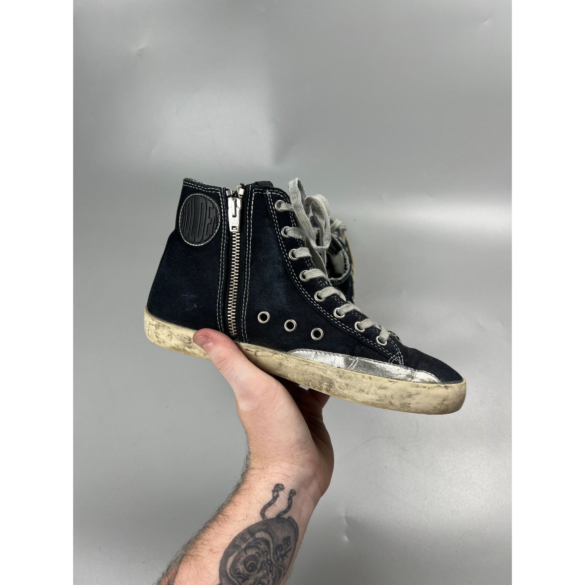 Golden Goose Golden Goose Francy Hi Top Denim Sneakers (Y0781) Size US 8 / IT 38 - 7 Thumbnail