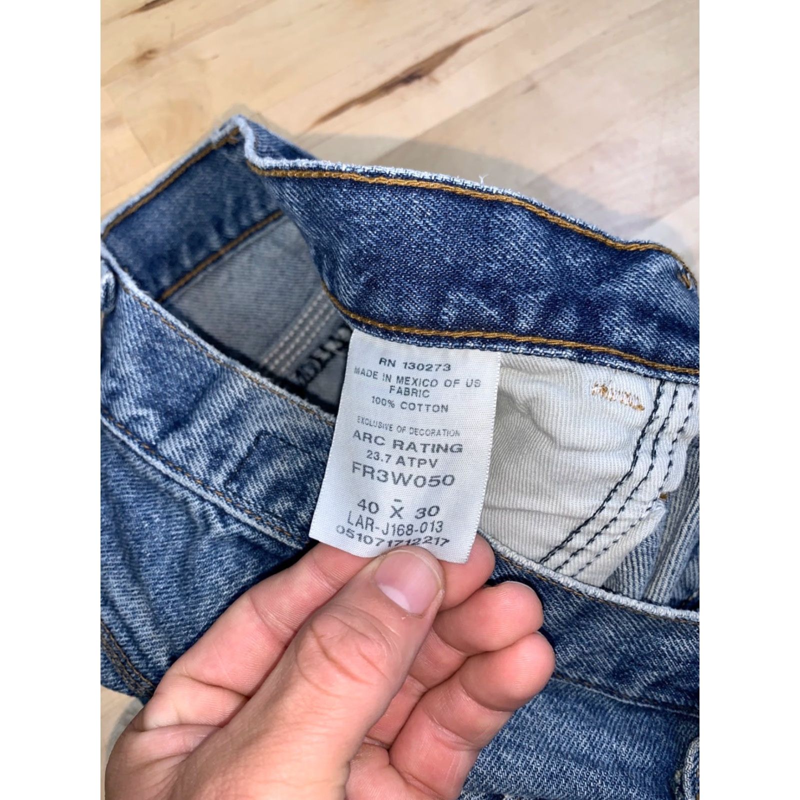 Wrangler Wrangler Wrangler FR Riggs Workwear Jeans Mens 40x30 Blue Denim 5-Pocket Logo Straight 30 In Regular Vintage: No Size US 40 / EU 56 - 3 Thumbnail