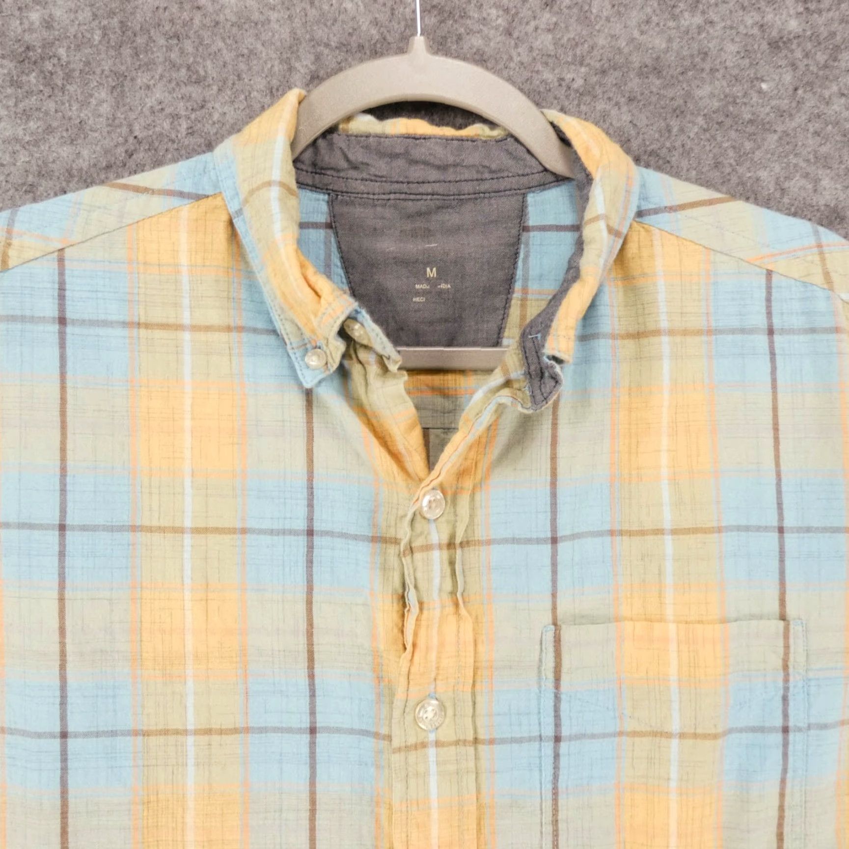 Vintage Bob Timberlake Shirt Mens Medium Short Sleeve Button Up Yellow Plaid Pattern Classic Cotton Blend Size US M / EU 48-50 / 2 - 2 Thumbnail