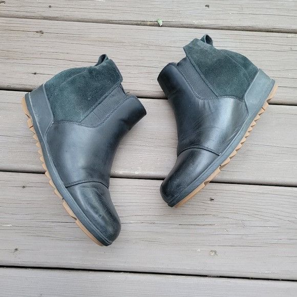 SOREL Sorel Evie Waterproof Black Leather Suede Pull-On Ankle Chel Size US 11 / IT 41 - 3 Thumbnail