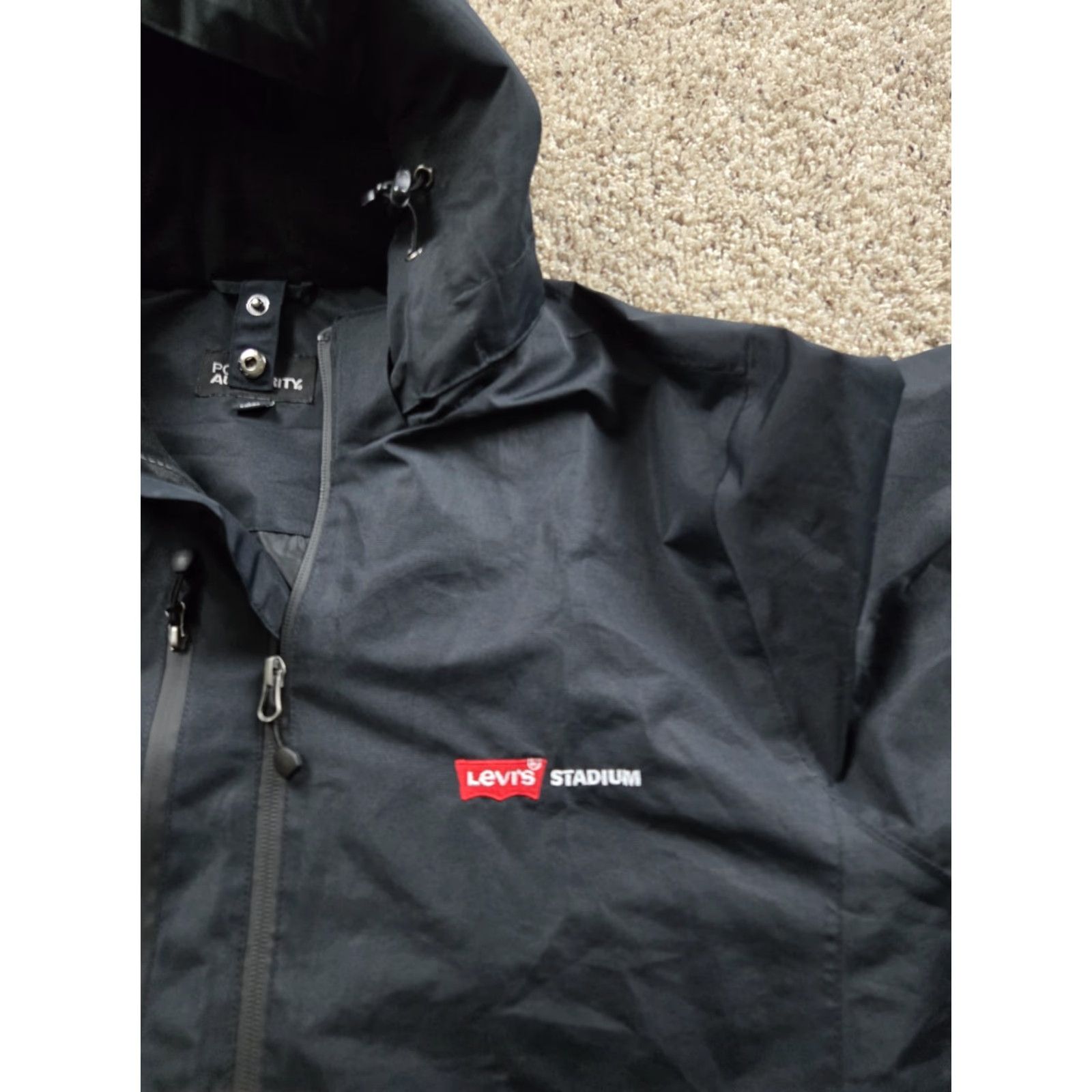 Port Authority Levi's Stadium Jacket Mens XL Black Hooded Full Zip Lined Rain Jacket Employee Size US XL / EU 56 / 4 - 4 Thumbnail