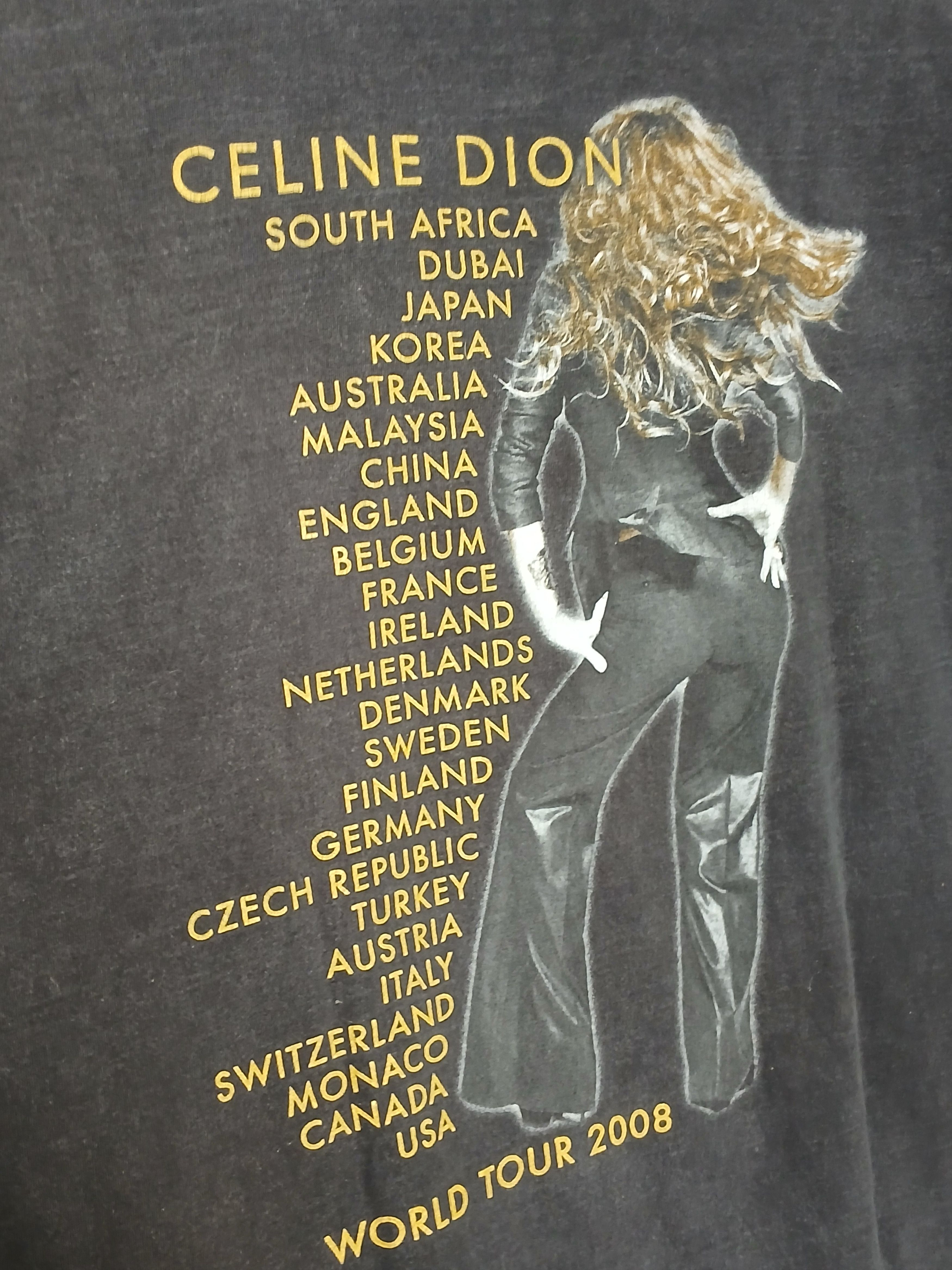 Band Tees Celine Dion World Tour 2008 T-Shirt Size US XL / EU 56 / 4 - 4 Thumbnail