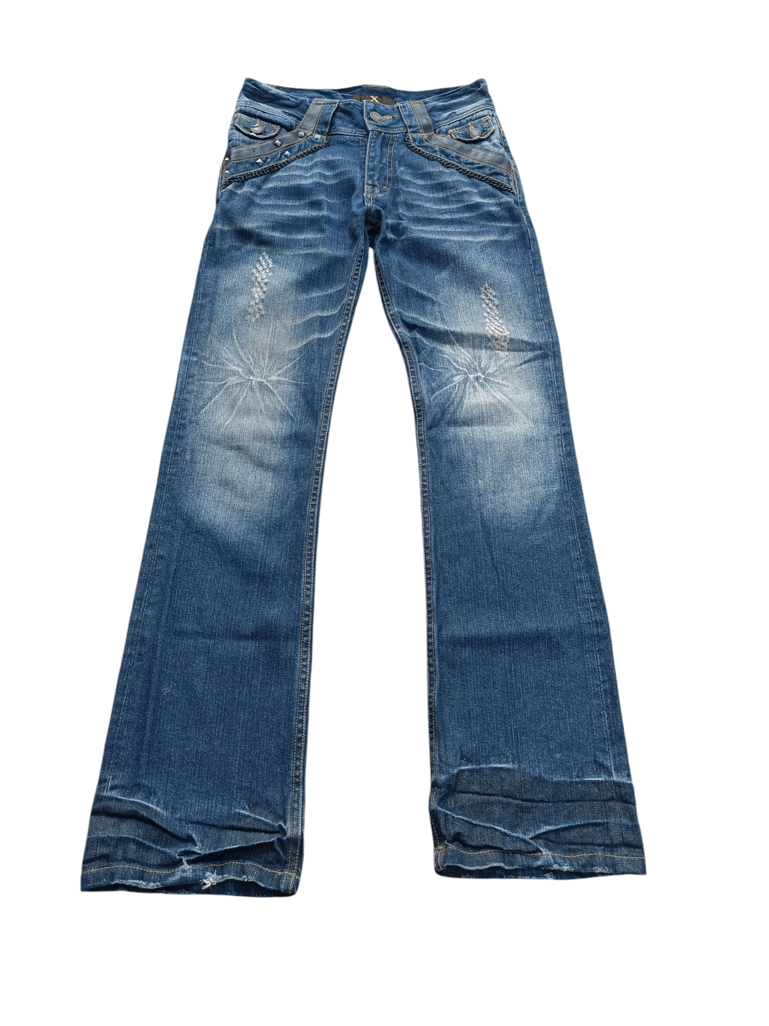 Japanese Brand × Seditionaries VTG Xfrm Japan Punk Style Stud Flare Distressed Jeans E253 Size US 29 - 6 Thumbnail
