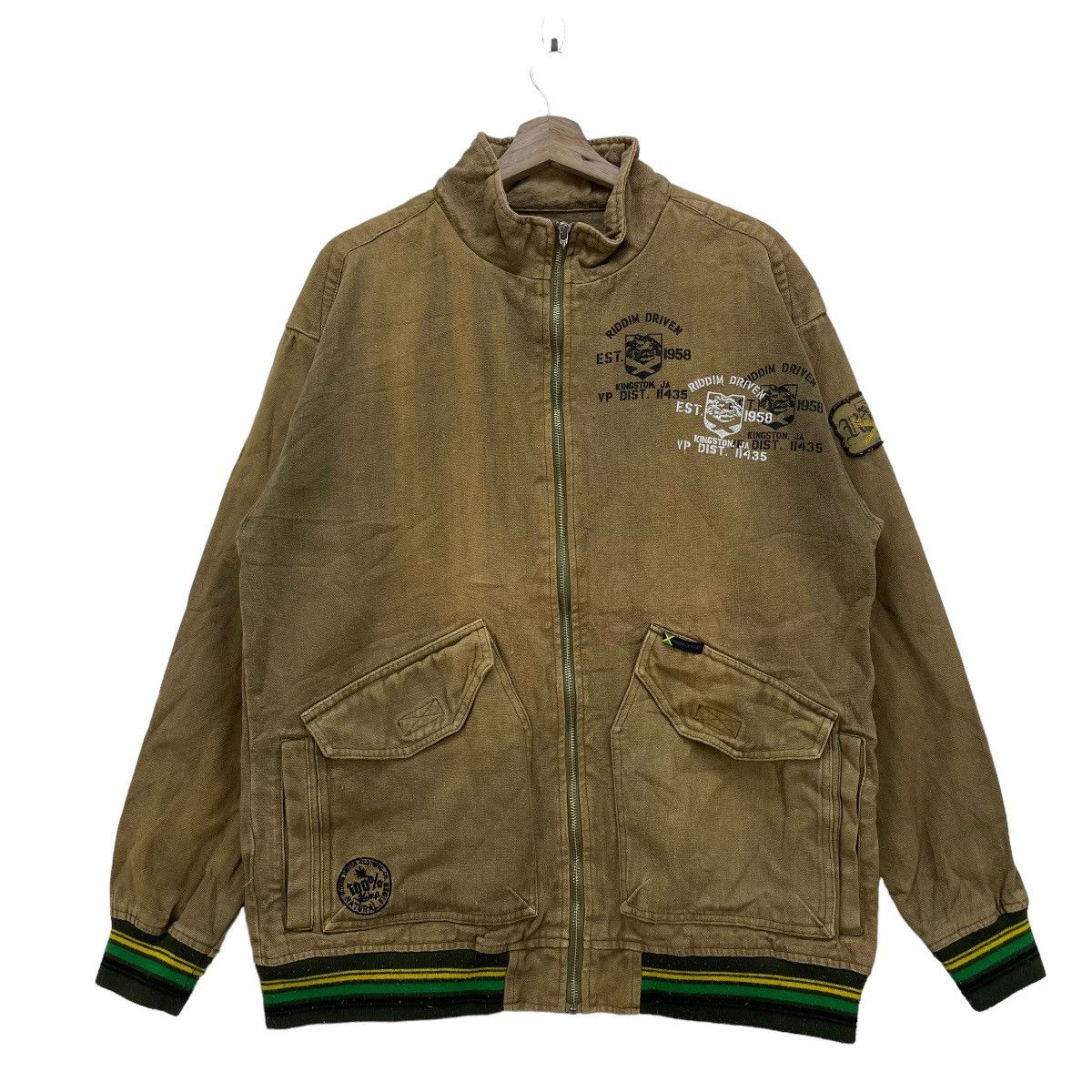 Bob Marley × Rap Tees × Vintage Vintage Heavy Cotton Chore Jacket Jamaica Flag Jacket Size US M / EU 48-50 / 2 - 1 Thumbnail