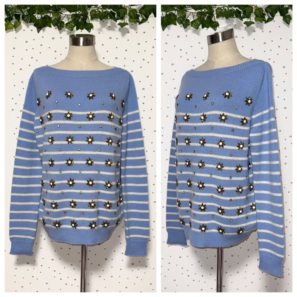 Gucci Authentic Gucci Knit Sweater with Beaded Flowers and Stripes Size L / US 10 / IT 46 - 6 Thumbnail