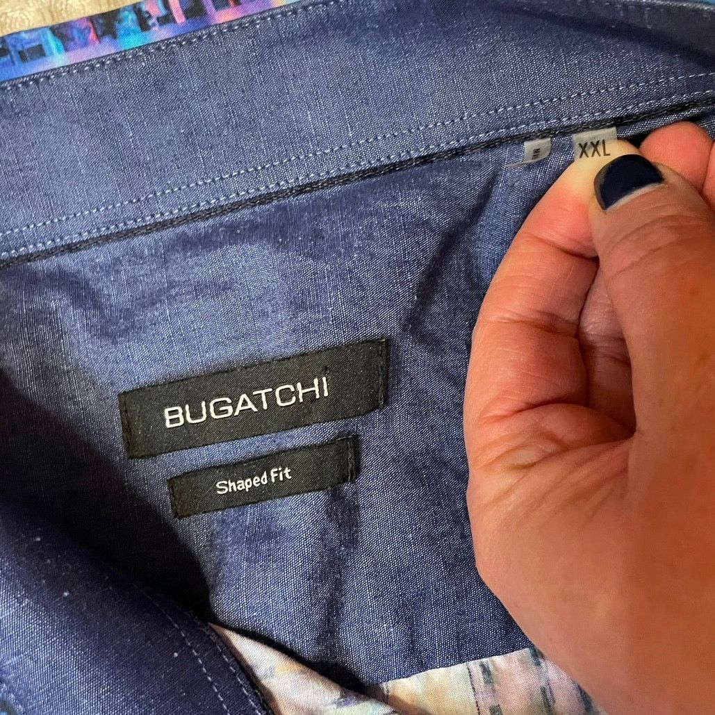 BUGATCHI Bugatchi Shaped Fit Cotton Abstract Purple Button Up XXL Size US XXL / EU 58 / 5 - 3 Thumbnail