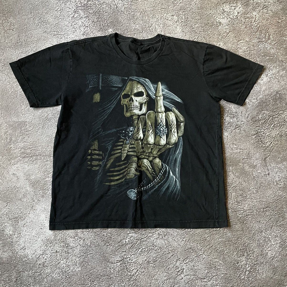 Vintage Vintage 2000s Skeleton Graphic Tee Goth Horror Black Slim M Size US M / EU 48-50 / 2 - 2 Thumbnail