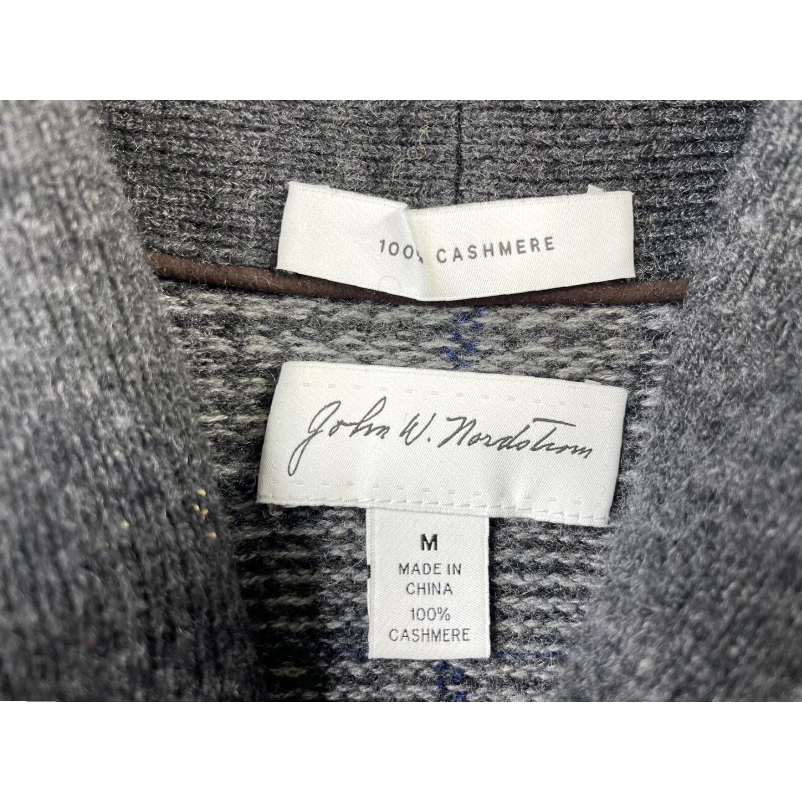 Nordstrom VINTAGE John W Nordstrom Sweater Plaid Cashmere Shawl Collar 100% Chest 22.5 Long Sleeve M Gray Mens Size US M / EU 48-50 / 2 - 3 Thumbnail