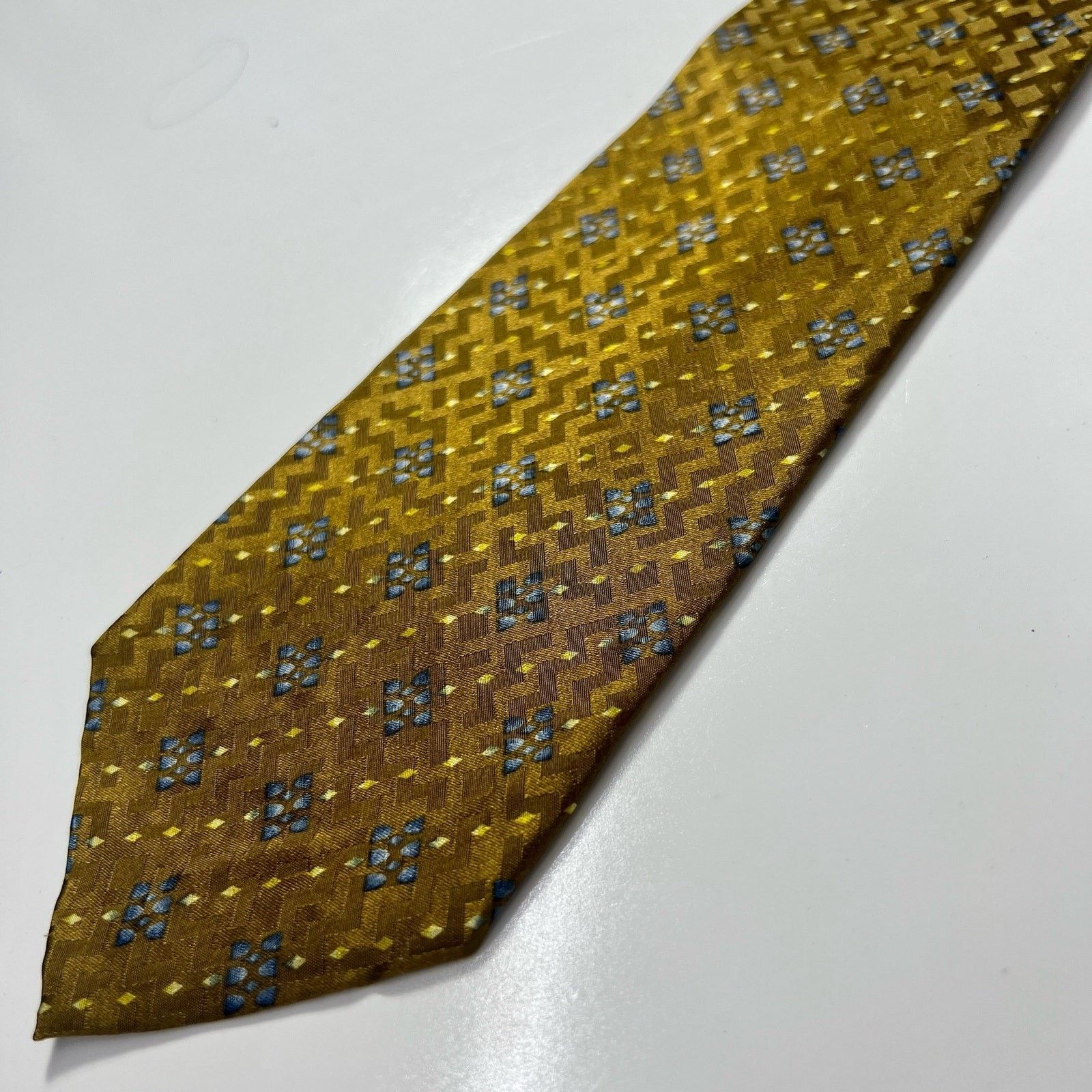 Calvin Klein Calvin Klein Collection Men Tie Gold 100% Silk Woven Necktie Size ONE SIZE - 6 Thumbnail