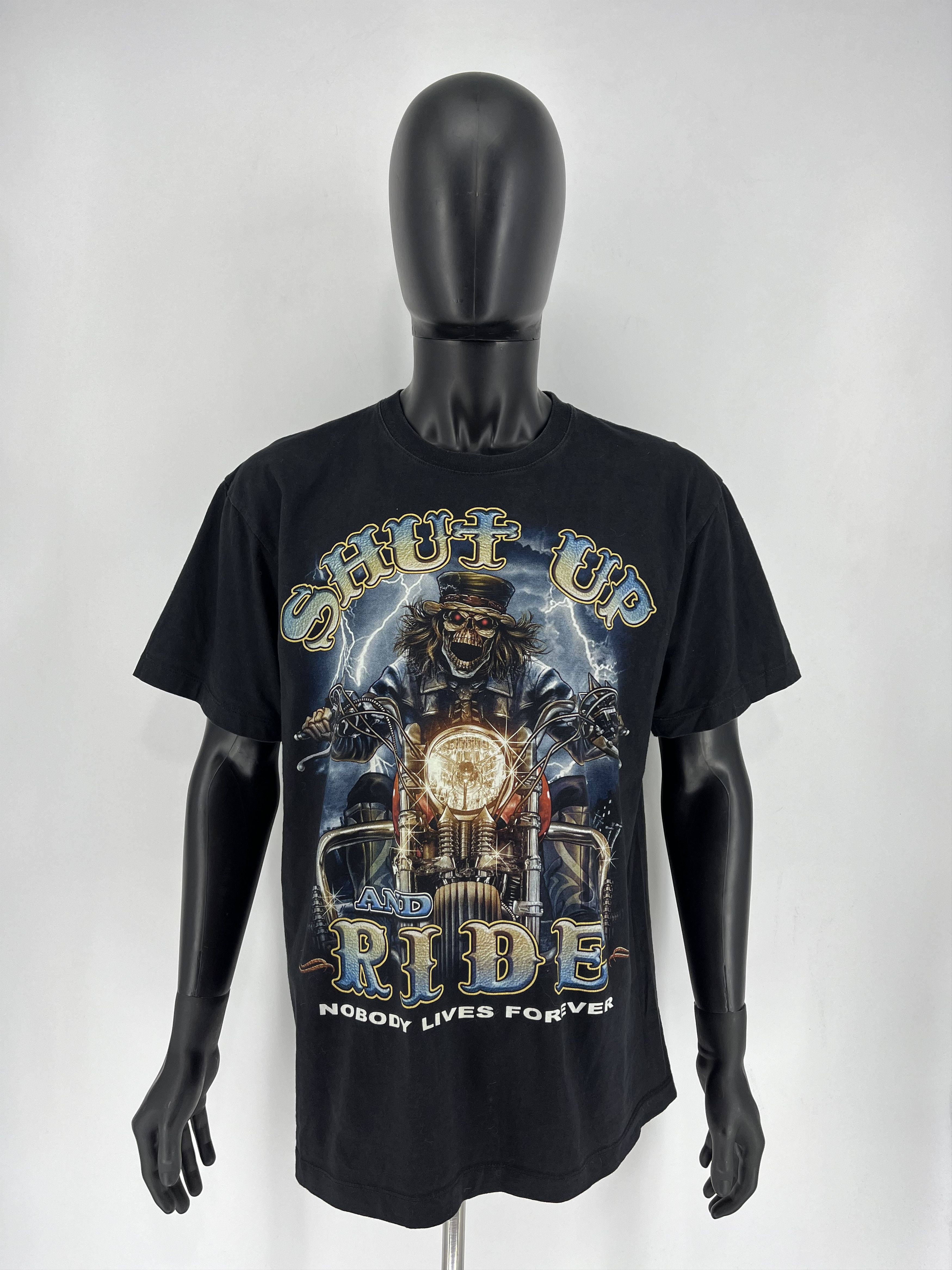Other Vintage 90s Shut Up and RIDE Biker T-Shirt, Skeleton Comin Size US L / EU 52-54 / 3 - 2 Thumbnail