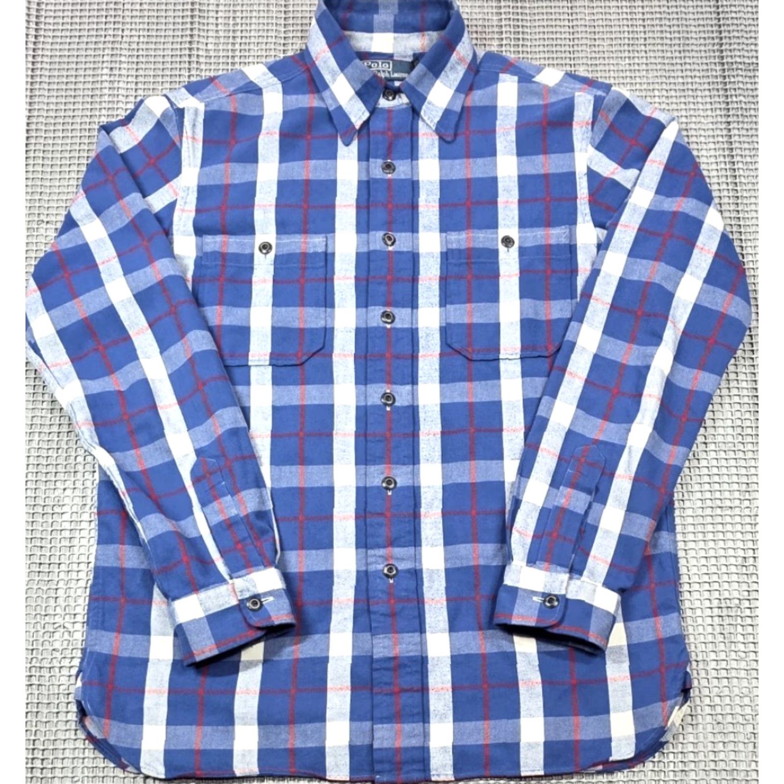 Polo Ralph Lauren VINTAGE Polo Ralph Lauren Shirt Mens M Blue Plaid Naval RLPC Work Flannel Chinstrap Button-Up Size US M / EU 48-50 / 2 - 2 Thumbnail