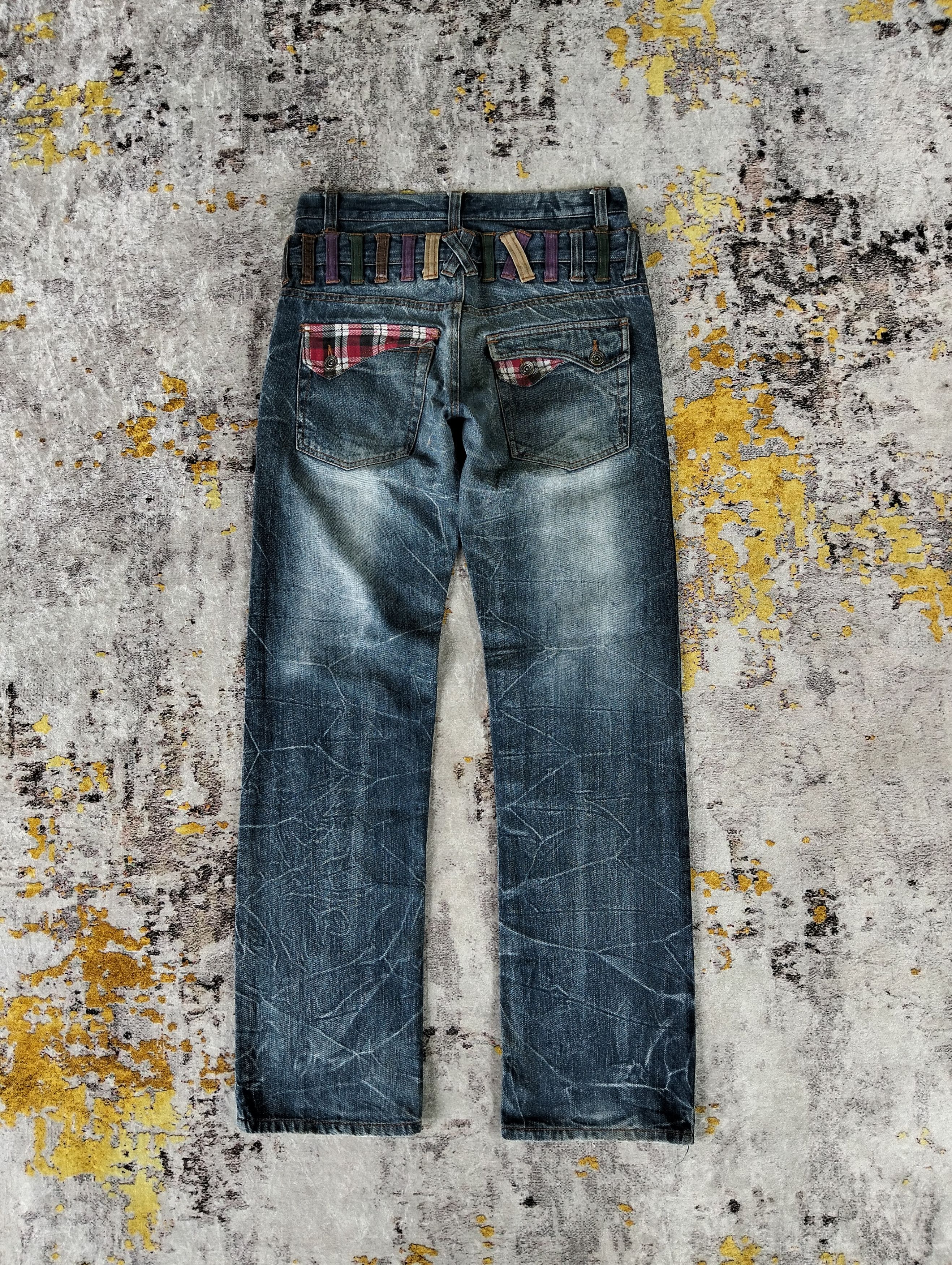 PPFM Japanese Y2K Nylaus Double Waist Claw Mark Stone Wash Jeans Size US 30 / EU 46 - 6 Thumbnail