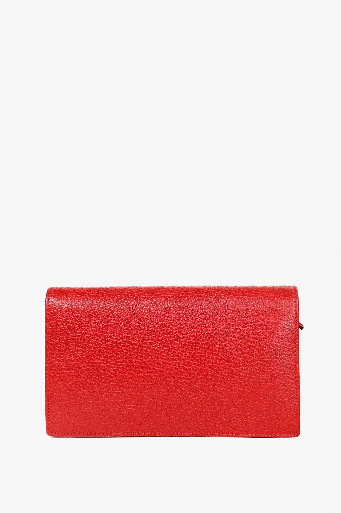Gucci Gucci Swing Red Pebbled Leather Wallet Crossbody Size ONE SIZE - 4 Thumbnail