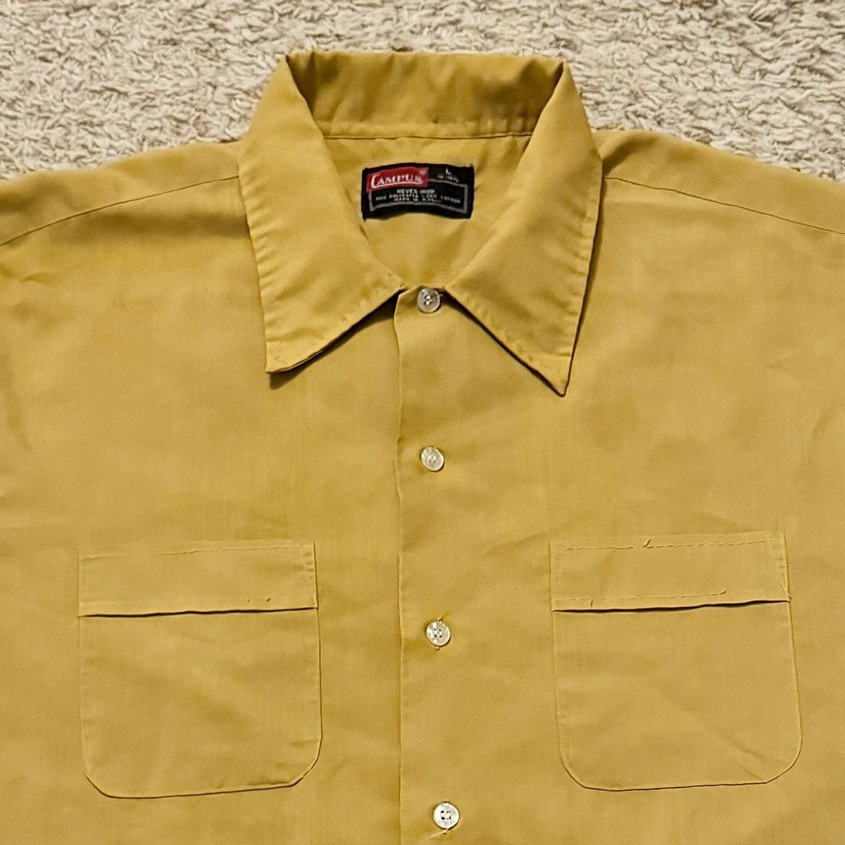 Vintage VINTAGE 60s YELLOW GOLD BUTTON UP! Size US L / EU 52-54 / 3 - 4 Thumbnail