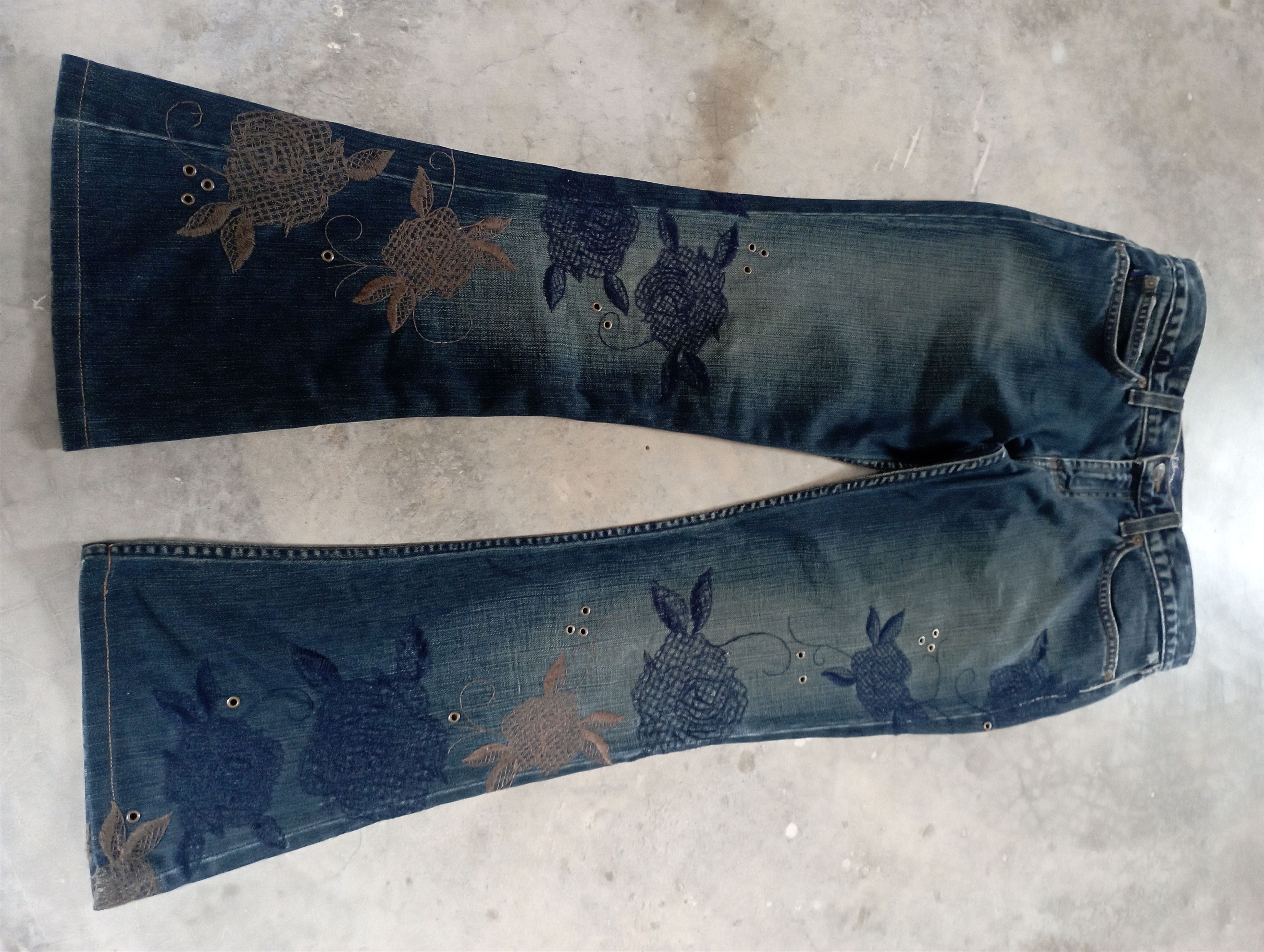 image of Avant Garde x Jean Flared Jeans Madeinusa Limited Edition Embroidered Earl Jean, Men's (Size 31)