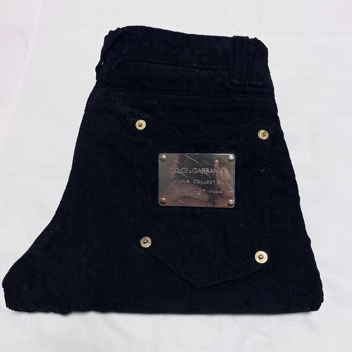 Dolce & Gabbana Women's Vintage D&G Black Corduroy Pattern Trousers Velvet Size 26" / US 2 / IT 38 - 7 Thumbnail