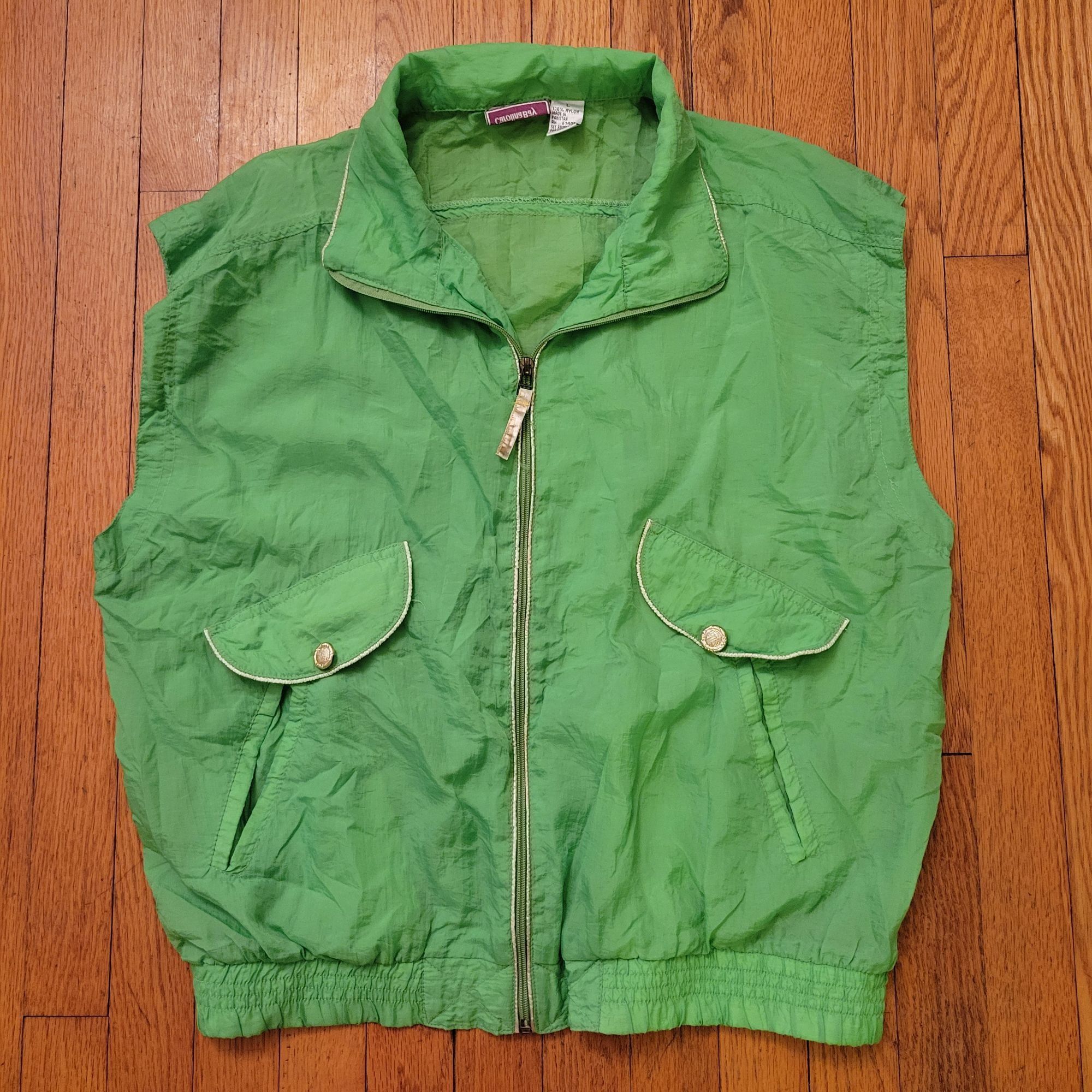 Vintage Vintage Carolina Bay L Green Nylon Sleeveless Zip Up Vest Po Size L / US 10 / IT 46 - 1 Thumbnail