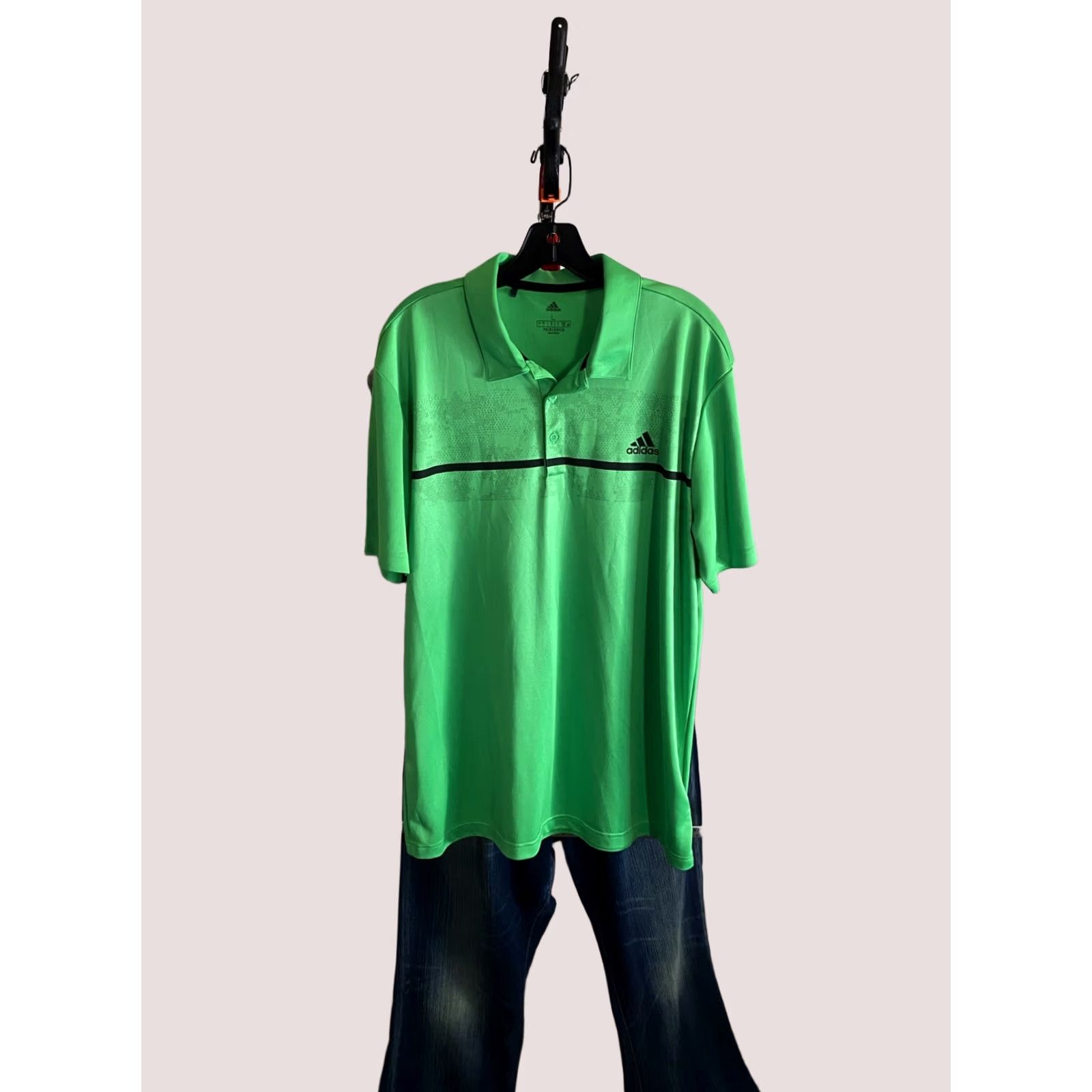 Adidas Adidas SHIRT Polo Large L Bright Green Contrast Poly SHIRT Mens Size US L / EU 52-54 / 3 - 1 Thumbnail
