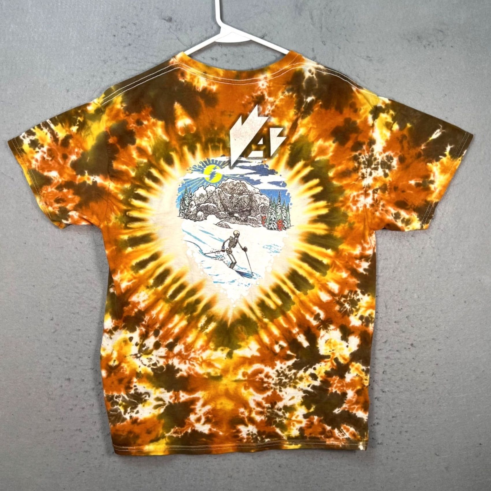 Vintage Grateful Dead T-Shirt Mens Small Tie-Dye Mountain Design Brown Orange 2020s Crew Neck Short Sleeve Graphic Print Cotton Shirt Size US S / EU 44-46 / 1 - 2 Thumbnail