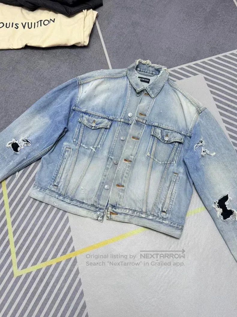 Balenciaga Balenciaga Distressed Denim Jacket. Size US M / EU 48-50 / 2 - 1 Thumbnail