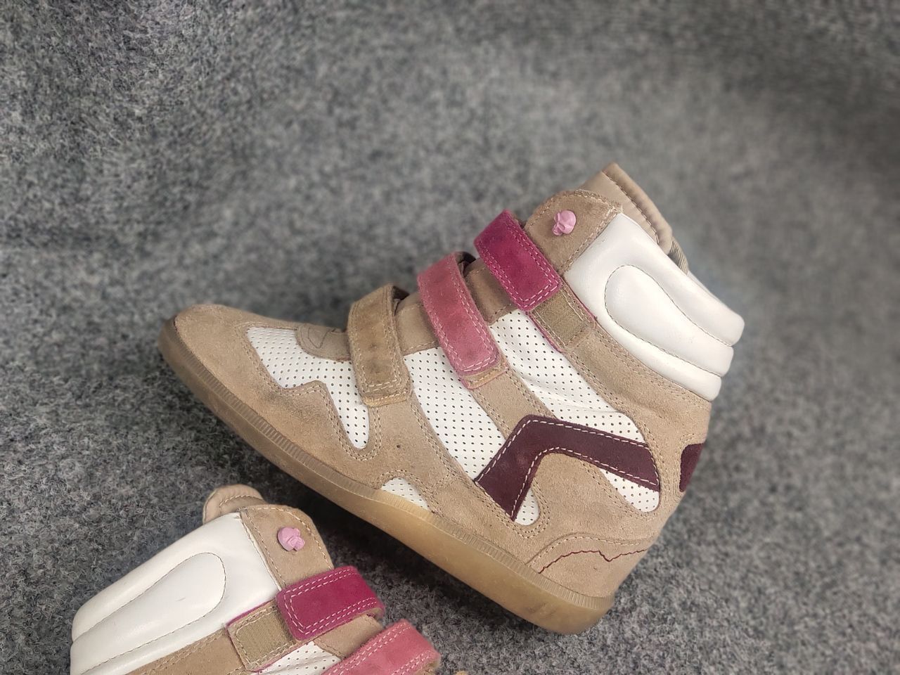 If Six Was Nine Vintage isabel marant Style wedge sneakers suede Velcro Y2K Size US 8 / IT 38 - 3 Thumbnail