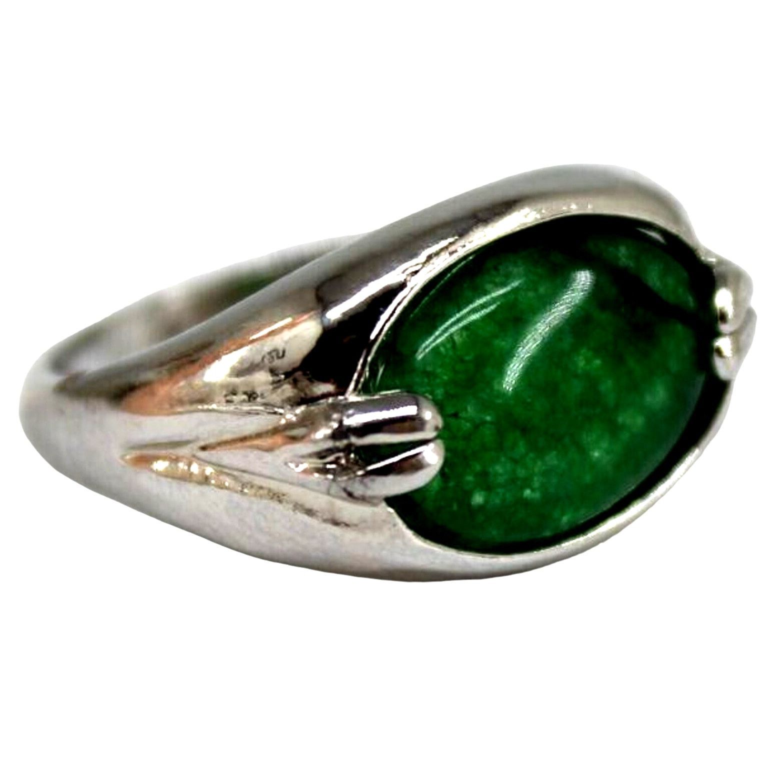 Other Aventurine Natural Green Stone Ring • Silvertone • Size 9.25 Size ONE SIZE - 2 Thumbnail