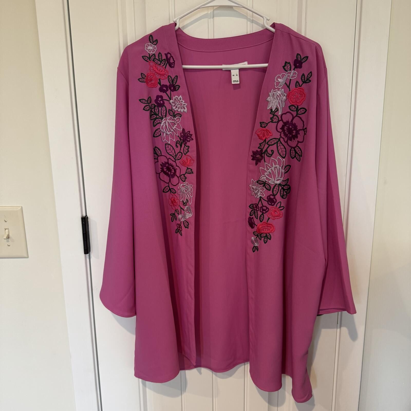 Other Isaac Mizrahi Live! Pink Embroidered Open Front Cardigan XL Size XL / US 12-14 / IT 48-50 - 1 Thumbnail
