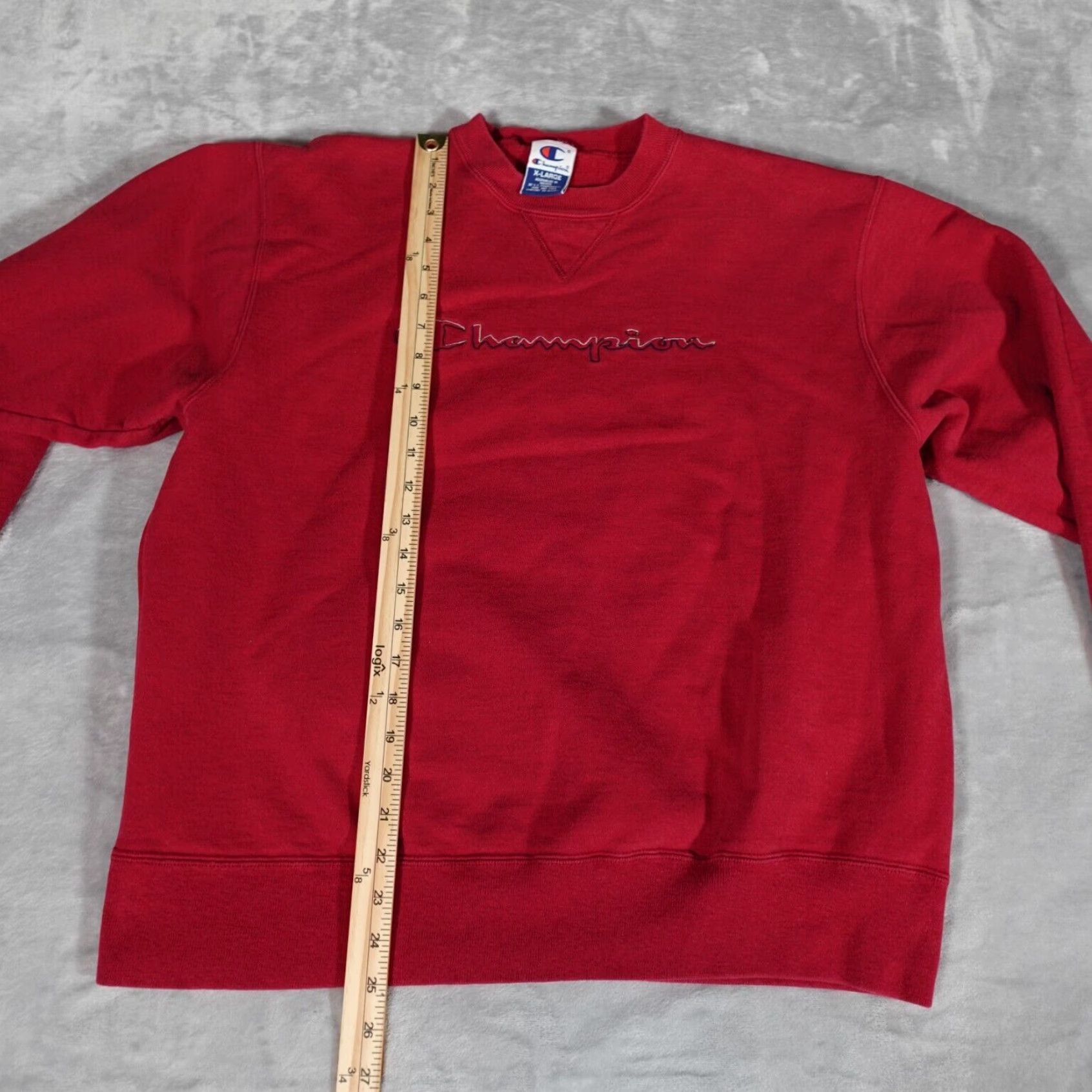 Champion VINTAGE Champion Script Fleece Sweatshirt Mens Large Red 90s Size US L / EU 52-54 / 3 - 7 Thumbnail