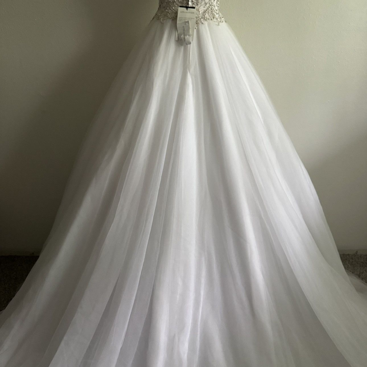 Other JUSTIN ALEXANDER White Silver Beaded Tulle Wedding Dress Size M / US 6-8 / IT 42-44 - 17 Thumbnail