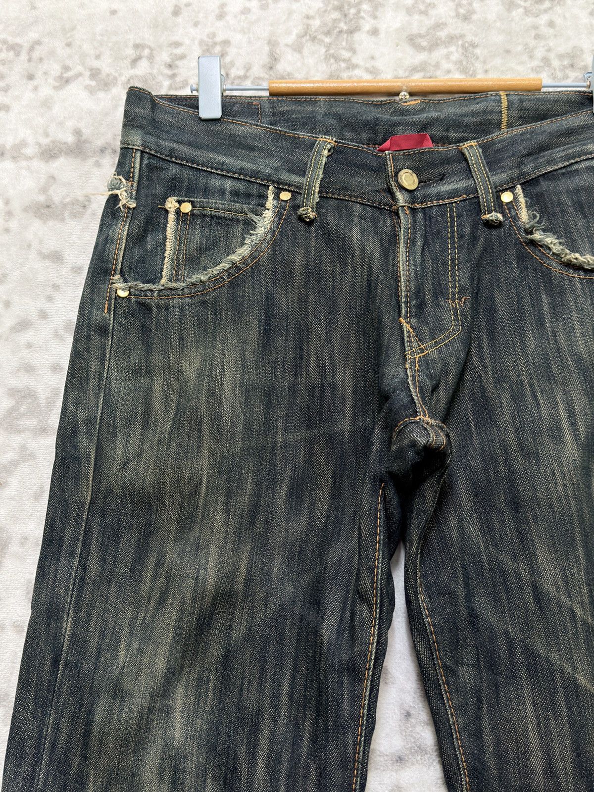 Edwin Flared EDWIN 503 Distressed Style V Pocket Denim Jeans Size US 31 - 4 Thumbnail