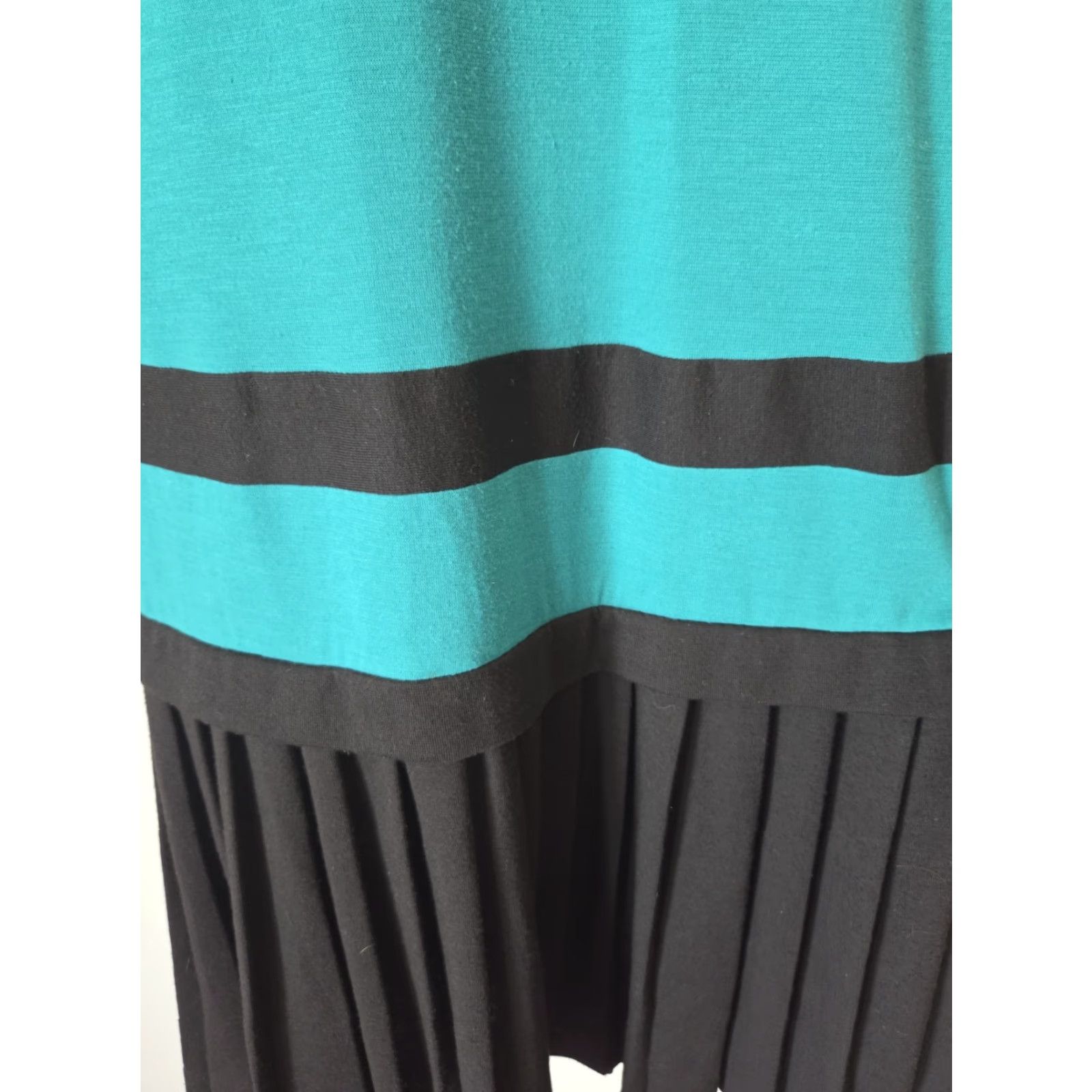 Altea VINTAGE Caron Petite Teal Black New Wave Drop Waist Midi Dress 8 Womens Size M / US 6-8 / IT 42-44 - 3 Thumbnail