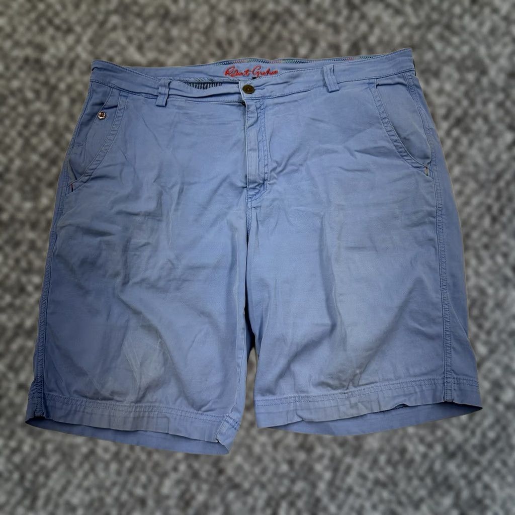 Robert Graham Robert Graham Chino Shorts Mens 38 Blue Golf Casual Regular Colorful Modern Flat Front slash Pocket Cotton Size US 38 / EU 54 - 1 Thumbnail