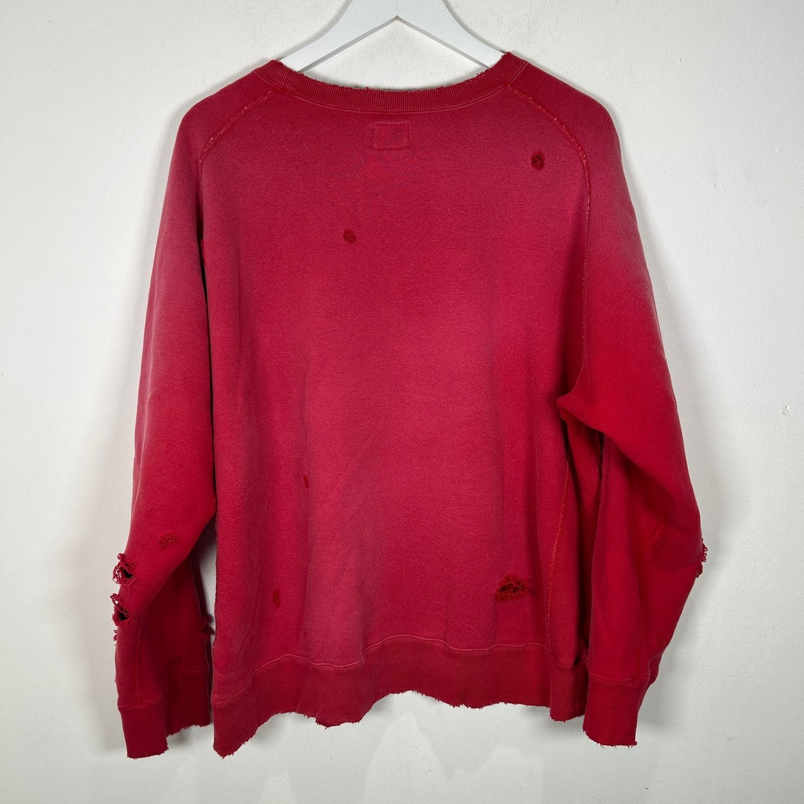 Needles Needles Distressed Red Crewneck Sweater Size L Size US L / EU 52-54 / 3 - 6 Thumbnail