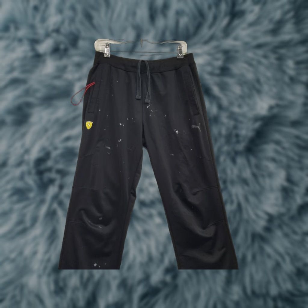 Puma Puma Ferrari Pants Mens M Black Sweatpants Snap Button Pockets Logo Size US 31 - 1 Thumbnail