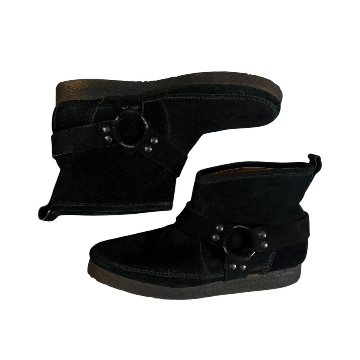 Number (N)ine Number nine suede engineer harness boots | Grailed