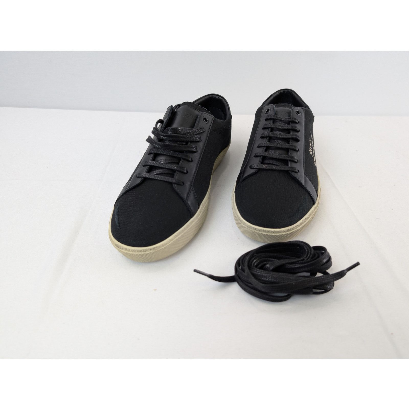 Saint Laurent Paris o1rshd1 SL06 Signa Low Top Sneakers in Black Size US 12 / EU 45 - 8 Thumbnail