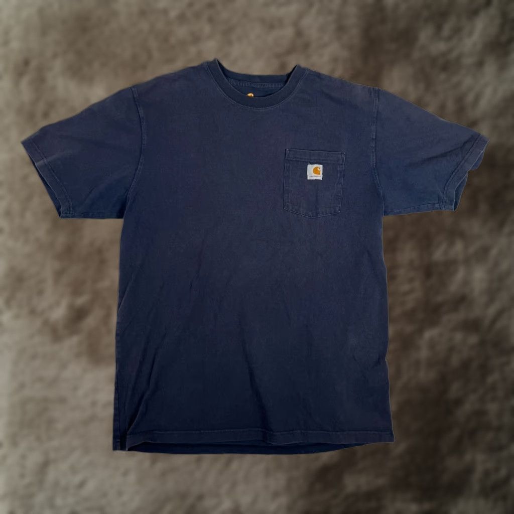 Carhartt VINTAGE Carhartt K87 Blue Pocket Tee T-Shirt LT Large Tall Men’s Crew Neck Short Sleeve Grunge 90s Classic Size US L / EU 52-54 / 3 - 1 Thumbnail