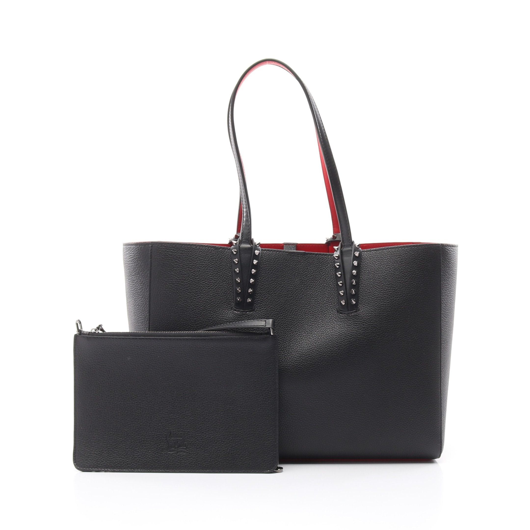Christian Louboutin Christian Louboutin Cabata Small Shoulder Bag Tote Leather Black Red Size ONE SIZE - 1 Thumbnail