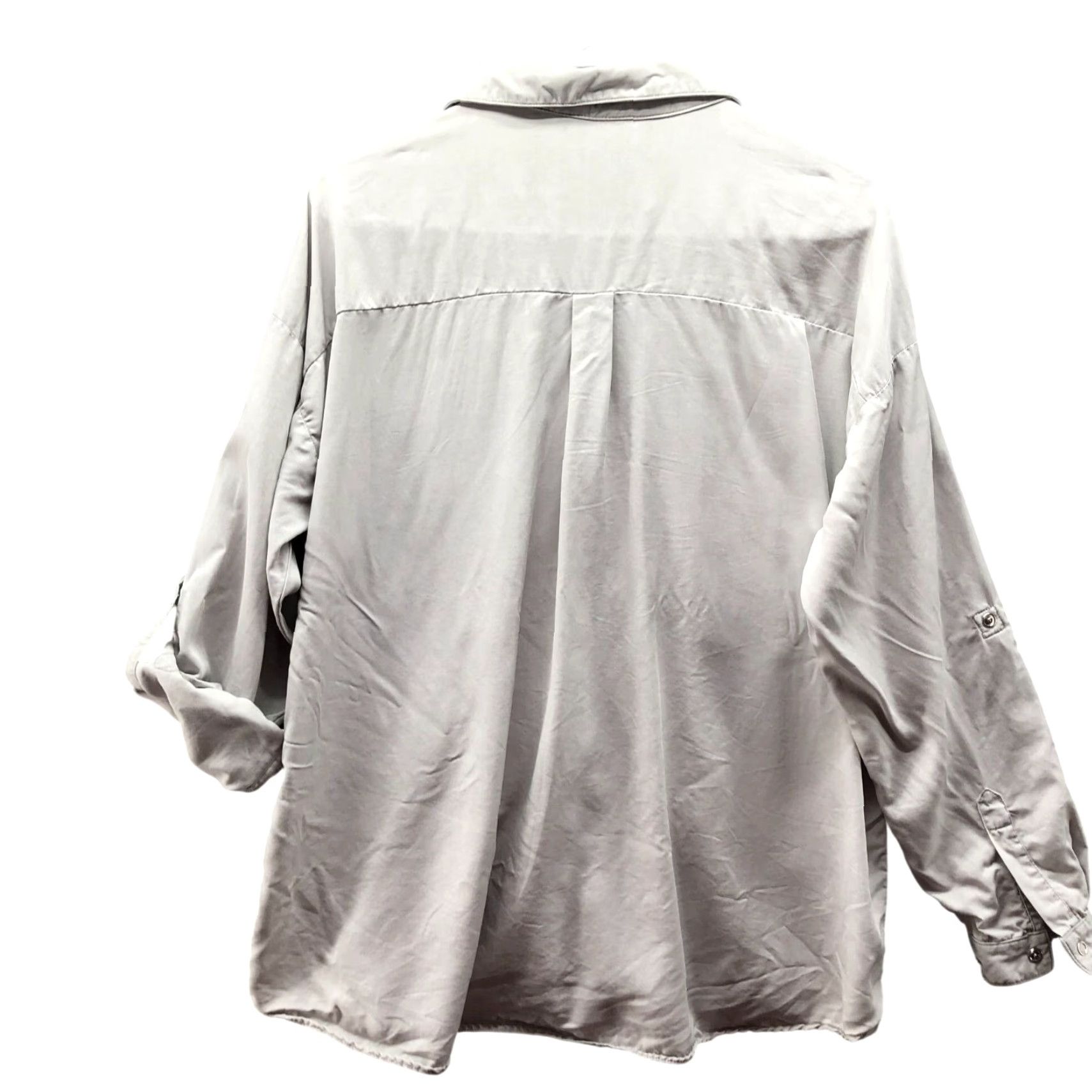 Zara VINTAGE Zara Tencel Button Down Shirt Womens L Light Gray Roll Cuff Lyocell Utility Size L / US 10 / IT 46 - 2 Thumbnail